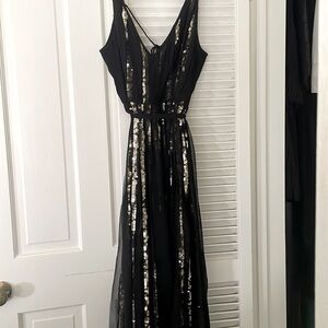 TopShop sheer & sparkle dress. Thin straps. Slit in front. Low back. Size 10.